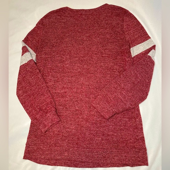 Maroon & Grey Striped Comfy Knit Sweater - Picture 4 of 6